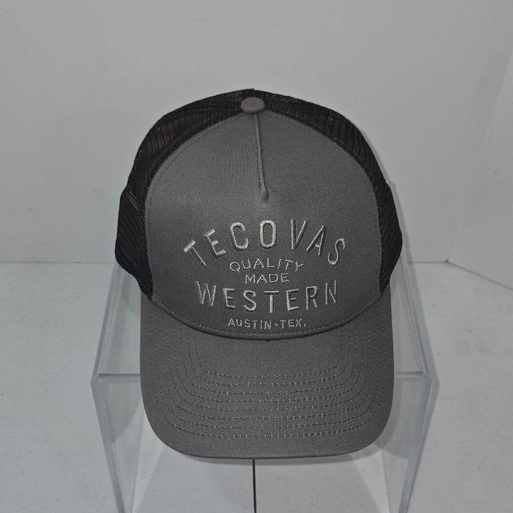 Tecovas Quality Made Western Austin Texas Trucker Hat Grey Black Snapback Cap